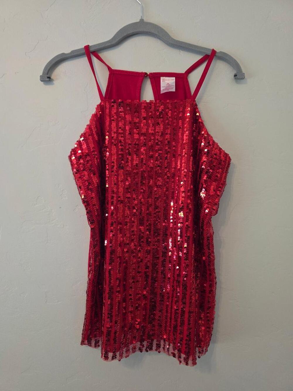 No Boundaries Red Sequin Strappy Tank Top Y2K Party Medium
